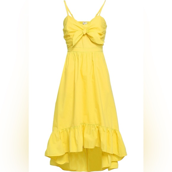 Clorinda Ruffle-Hem High-Low Cotton Sun Dress Pineapple Yellow Dress Size 2 $288 - Picture 3 of 6